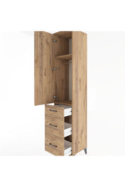 Hyperion Dolap 2 Raflı 3 Çekmeceli Tek Askılı 44x44x221 Çam-Çam