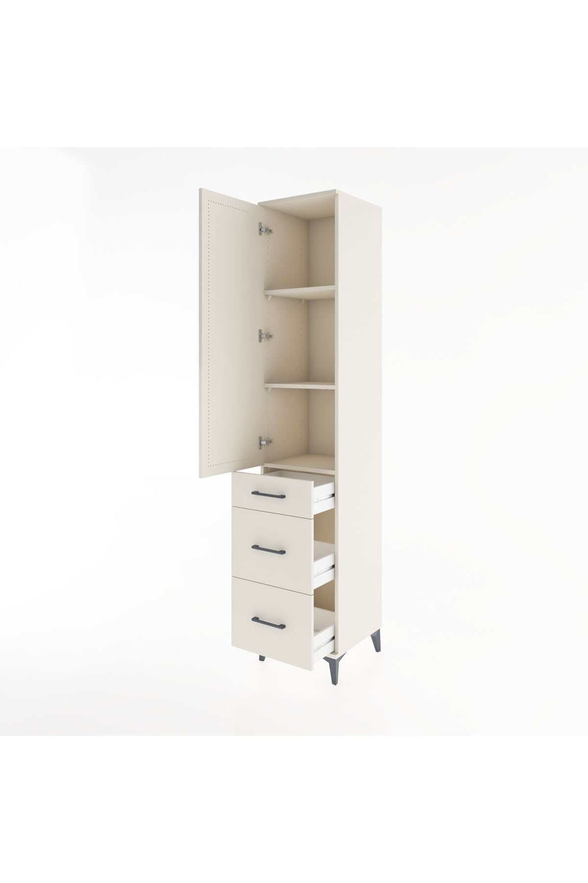 Hyperion Dolap 3 Raflı 3 Çekmeceli Tek Kapaklı 44x44x221 Aytaşı-Aytaşı