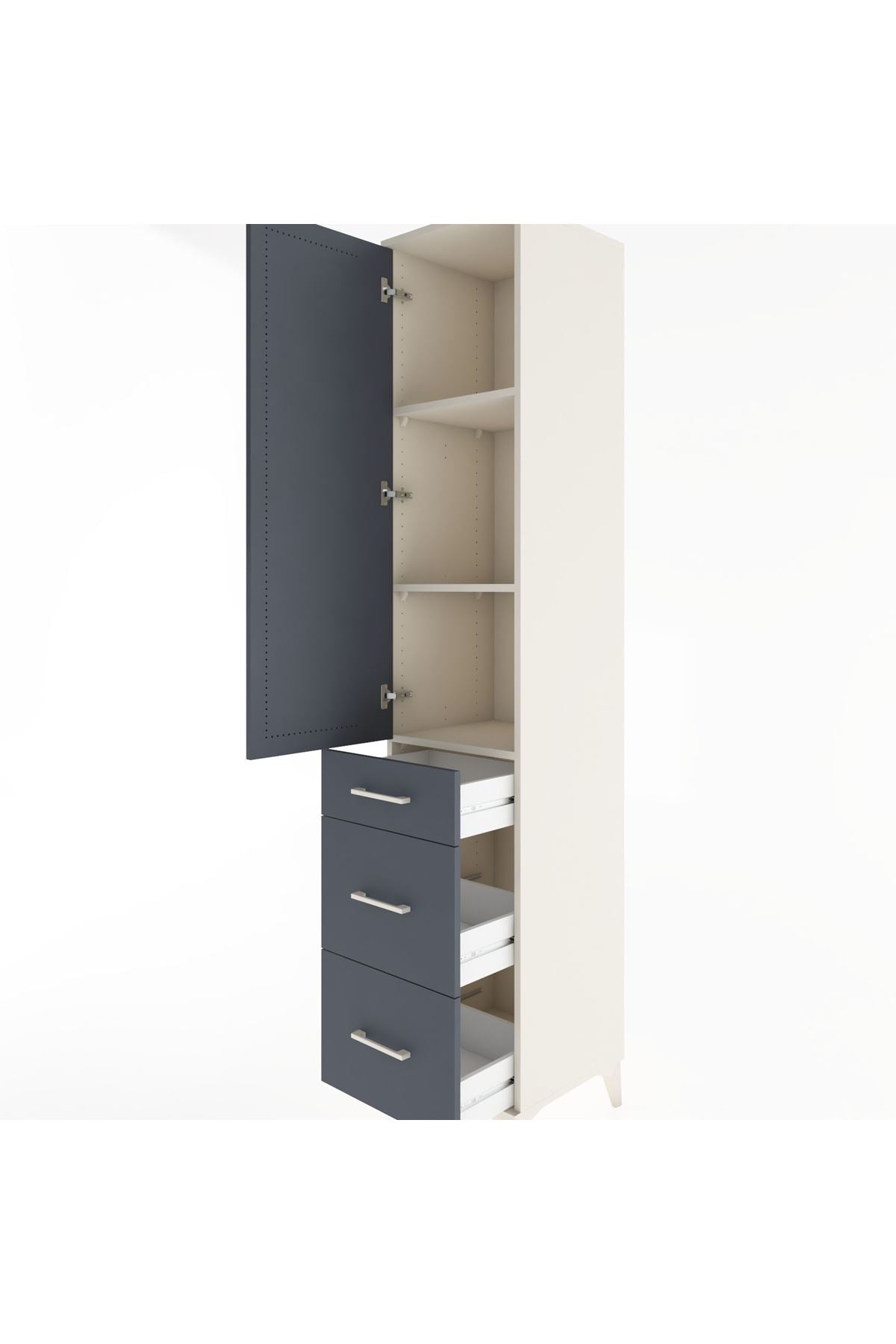 Hyperion Dolap 3 Raflı 3 Çekmeceli Tek Kapaklı 44x44x221 Aytaşı-Antrasit