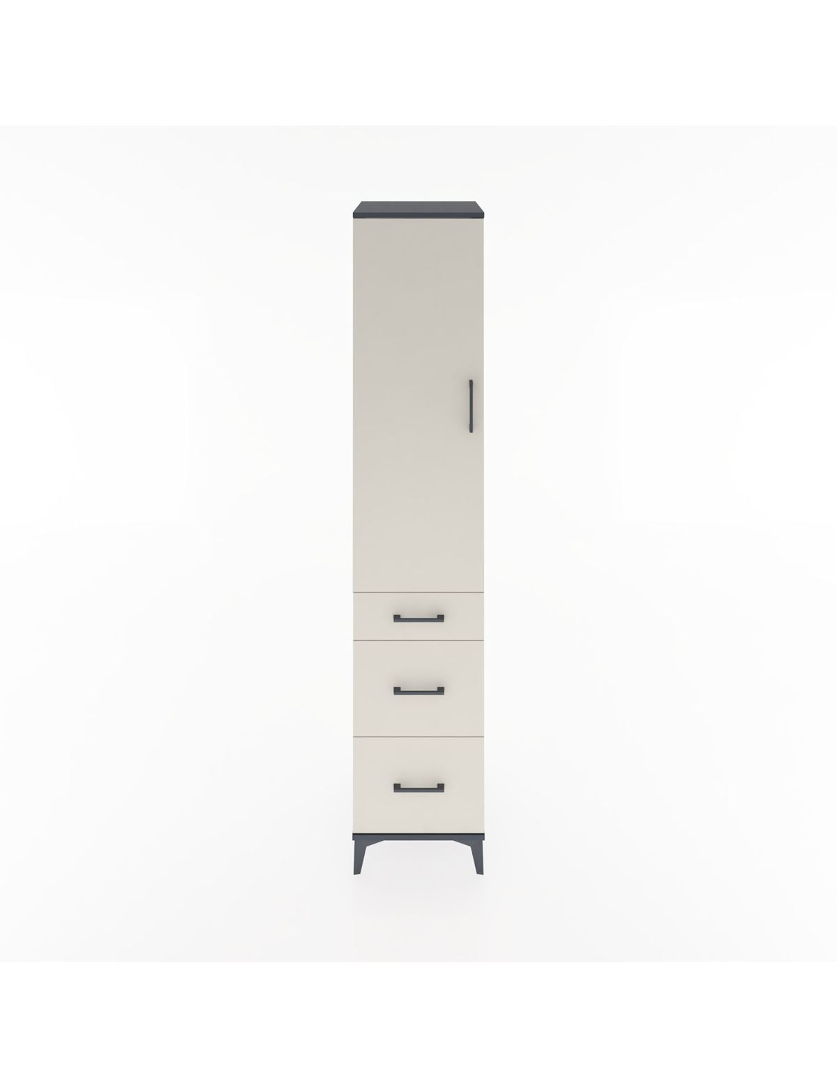 Hyperion Dolap 3 Raflı 3 Çekmeceli Tek Kapaklı 44x44x221 Antrasit-Aytaşı