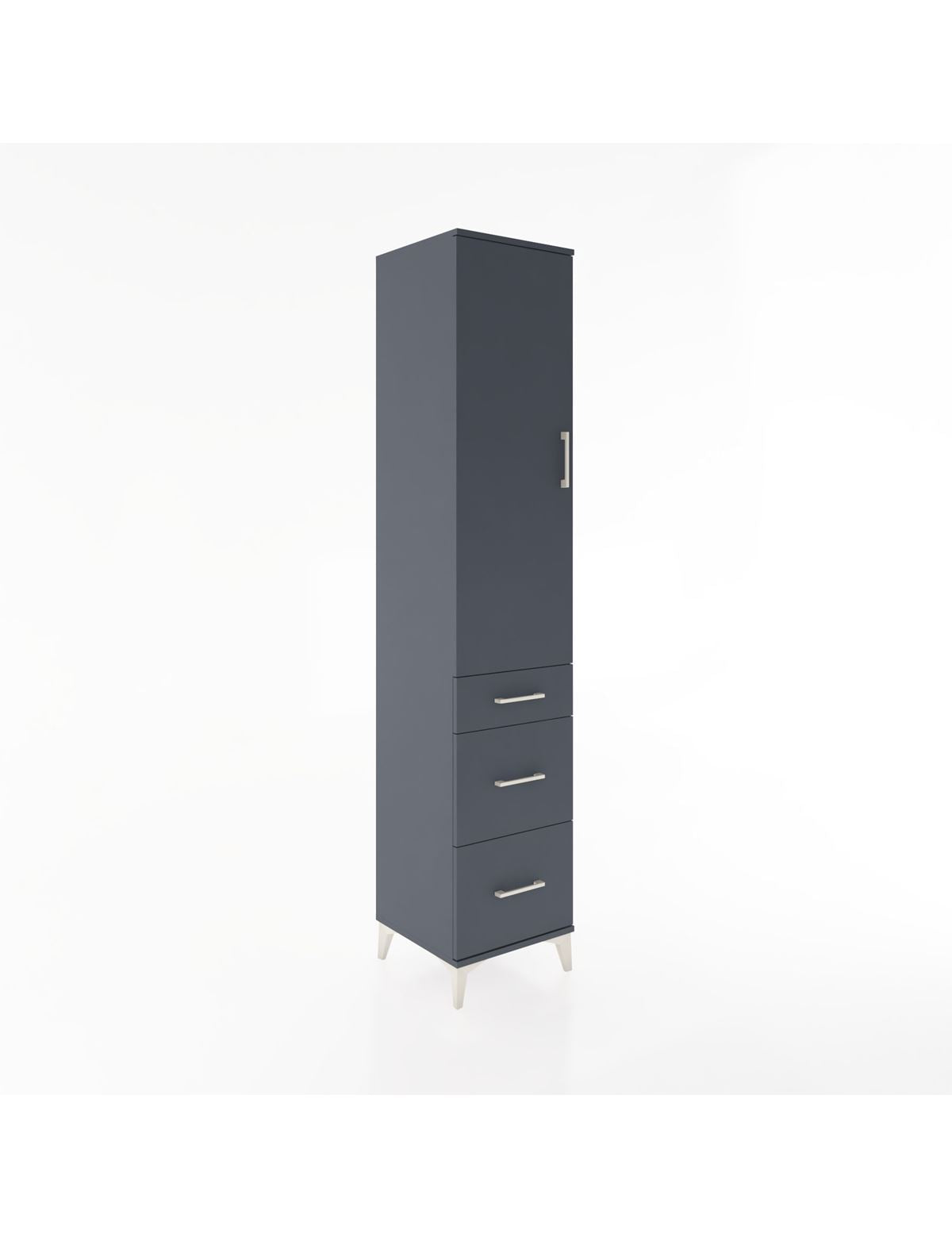 Hyperion Dolap 3 Raflı 3 Çekmeceli Tek Kapaklı 44x44x221 Antrasit-Antrasit