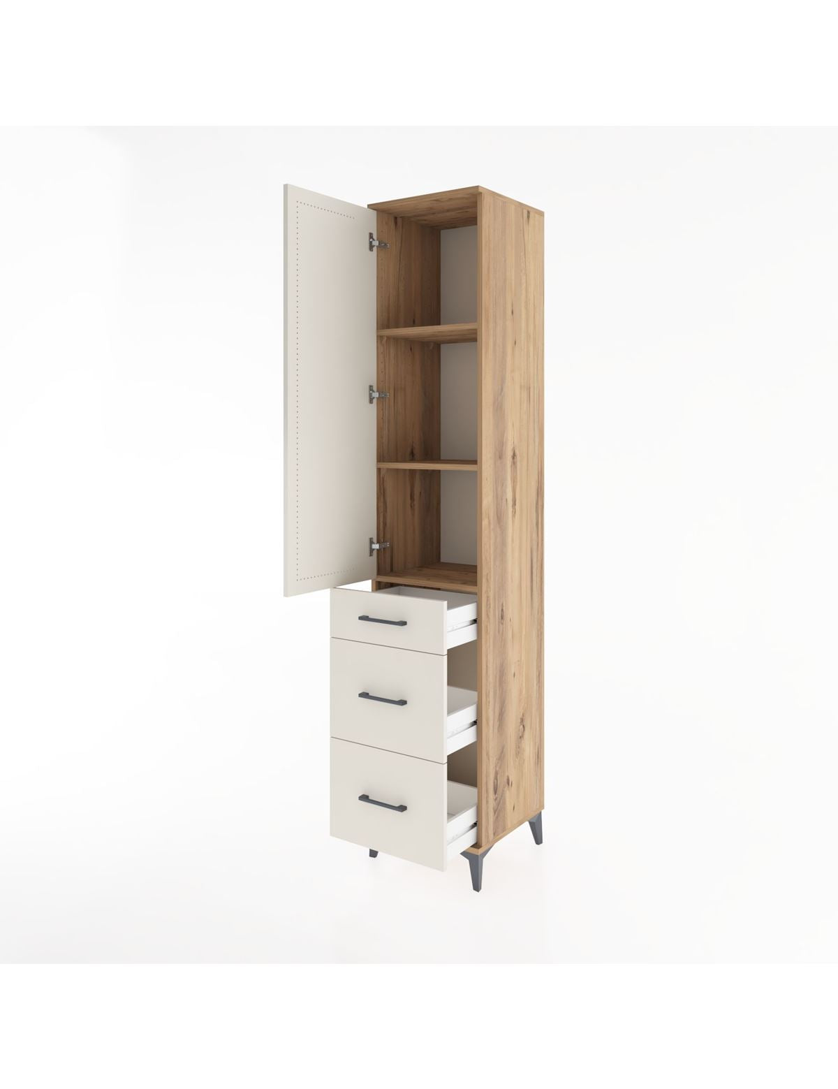 Hyperion Dolap 3 Raflı 3 Çekmeceli Tek Kapaklı 44x44x221 - S61M069V7B