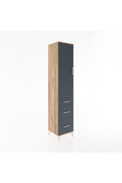 Hyperion Dolap 3 Raflı 3 Çekmeceli Tek Kapaklı 44x44x221 Çam-Antrasit