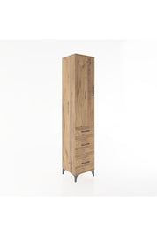 Hyperion Dolap 3 Raflı 3 Çekmeceli Tek Kapaklı 44x44x221 Çam-Çam