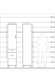 Hyperion Dolap 2 Raflı 2 Çekmeceli Tek Askılı 44x44x221 Aytaşı-Antrasit