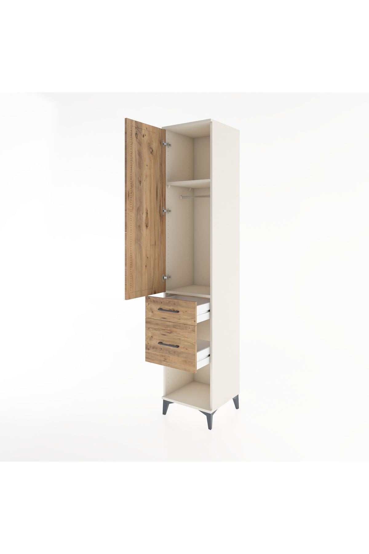 Hyperion Dolap 2 Raflı 2 Çekmeceli Tek Askılı 44x44x221 Aytaşı-Çam