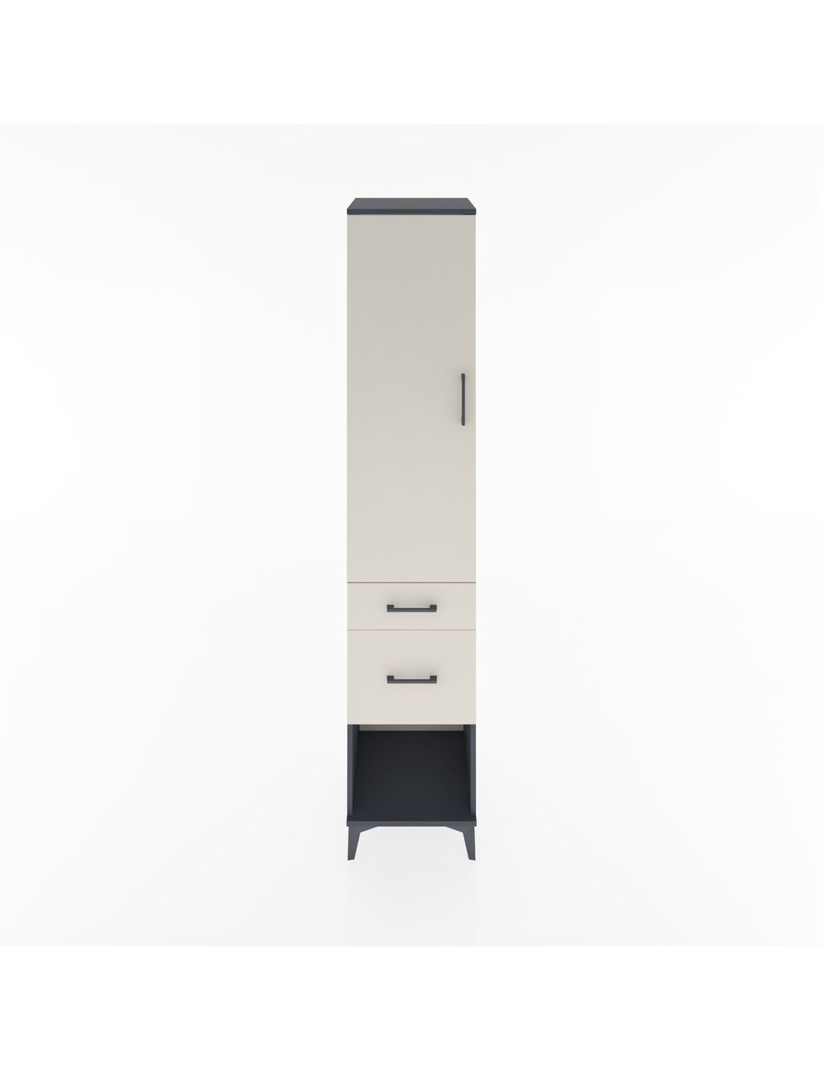 Hyperion Dolap 2 Raflı 2 Çekmeceli Tek Askılı 44x44x221 Antrasit-Aytaşı