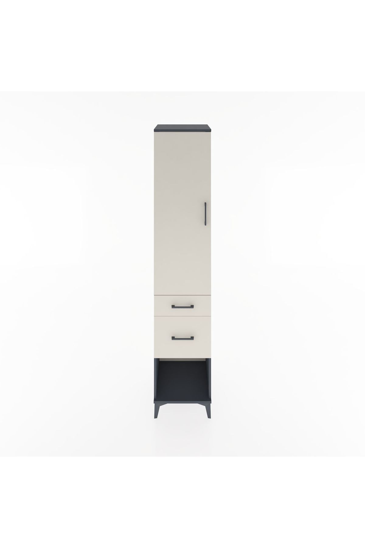 Hyperion Dolap 2 Raflı 2 Çekmeceli Tek Askılı 44x44x221 Antrasit-Aytaşı