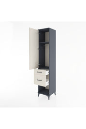 Hyperion Dolap 2 Raflı 2 Çekmeceli Tek Askılı 44x44x221 Antrasit-Aytaşı