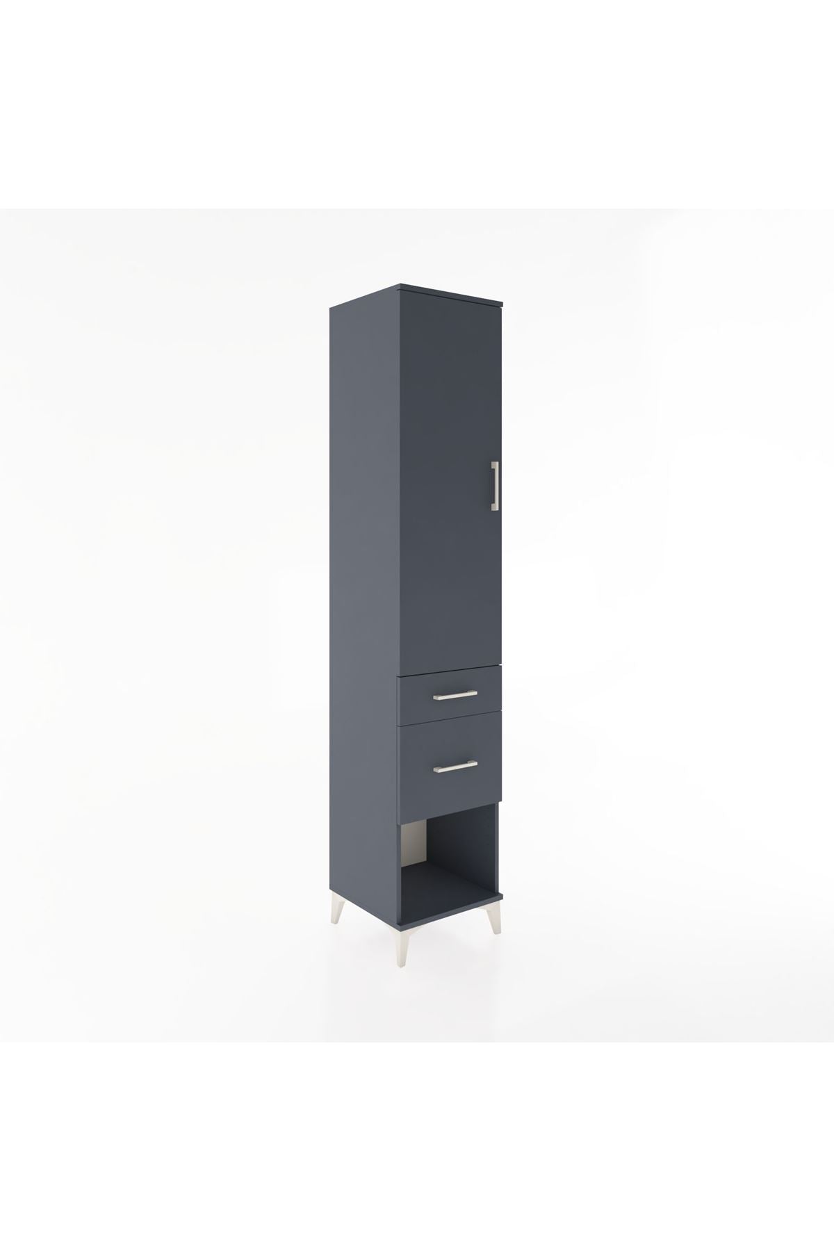 Hyperion Dolap 2 Raflı 2 Çekmeceli Tek Askılı 44x44x221 Antrasit-Antrasit