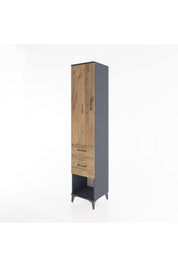 Hyperion Dolap 2 Raflı 2 Çekmeceli Tek Askılı 44x44x221 Antrasit-Çam