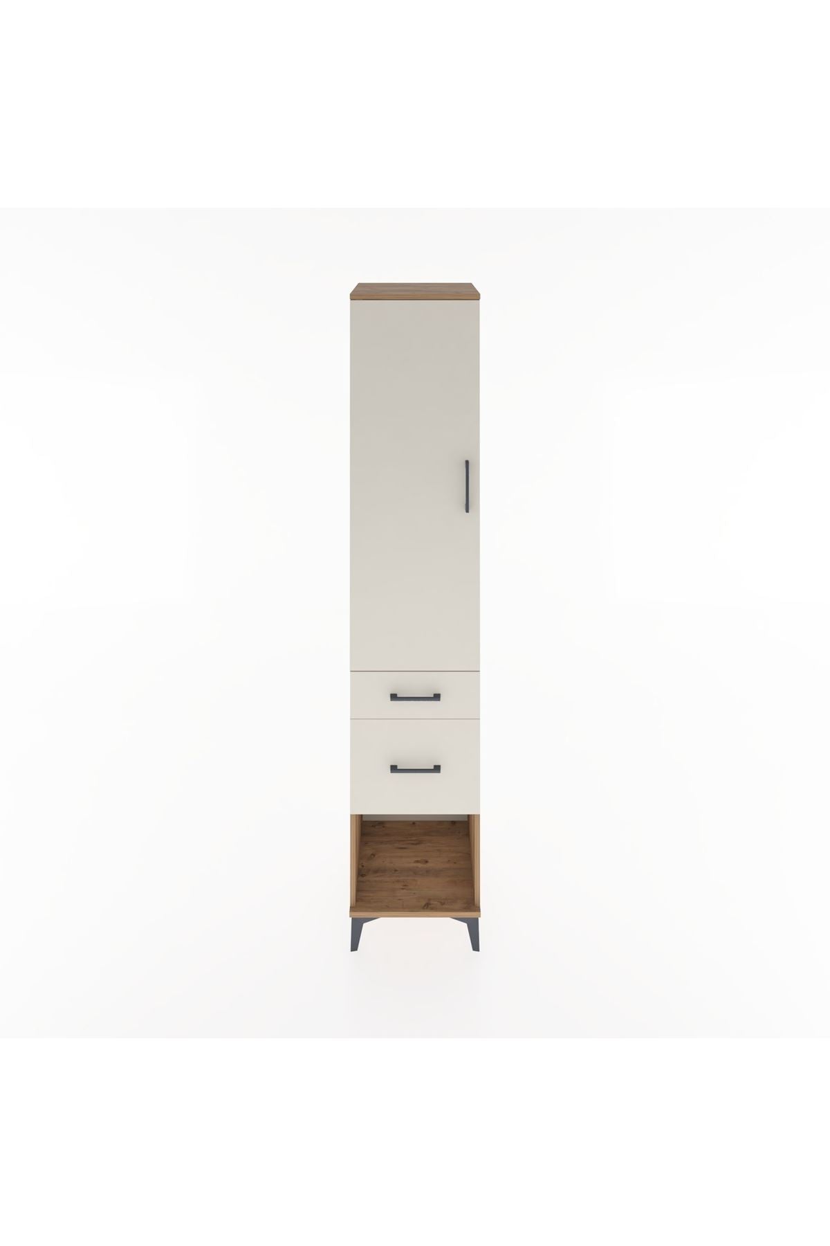 Hyperion Dolap 2 Raflı 2 Çekmeceli Tek Askılı 44x44x221 Çam-Aytaşı