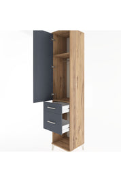 Hyperion Dolap 2 Raflı 2 Çekmeceli Tek Askılı 44x44x221 Çam-Antrasit