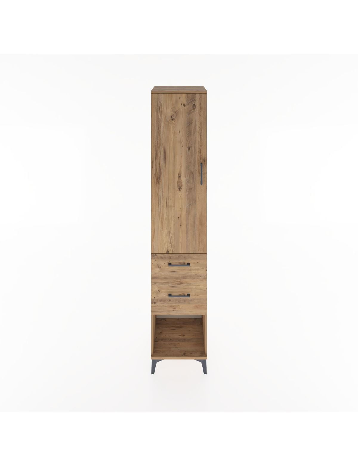 Hyperion Dolap 2 Raflı 2 Çekmeceli Tek Askılı 44x44x221 Çam-Çam