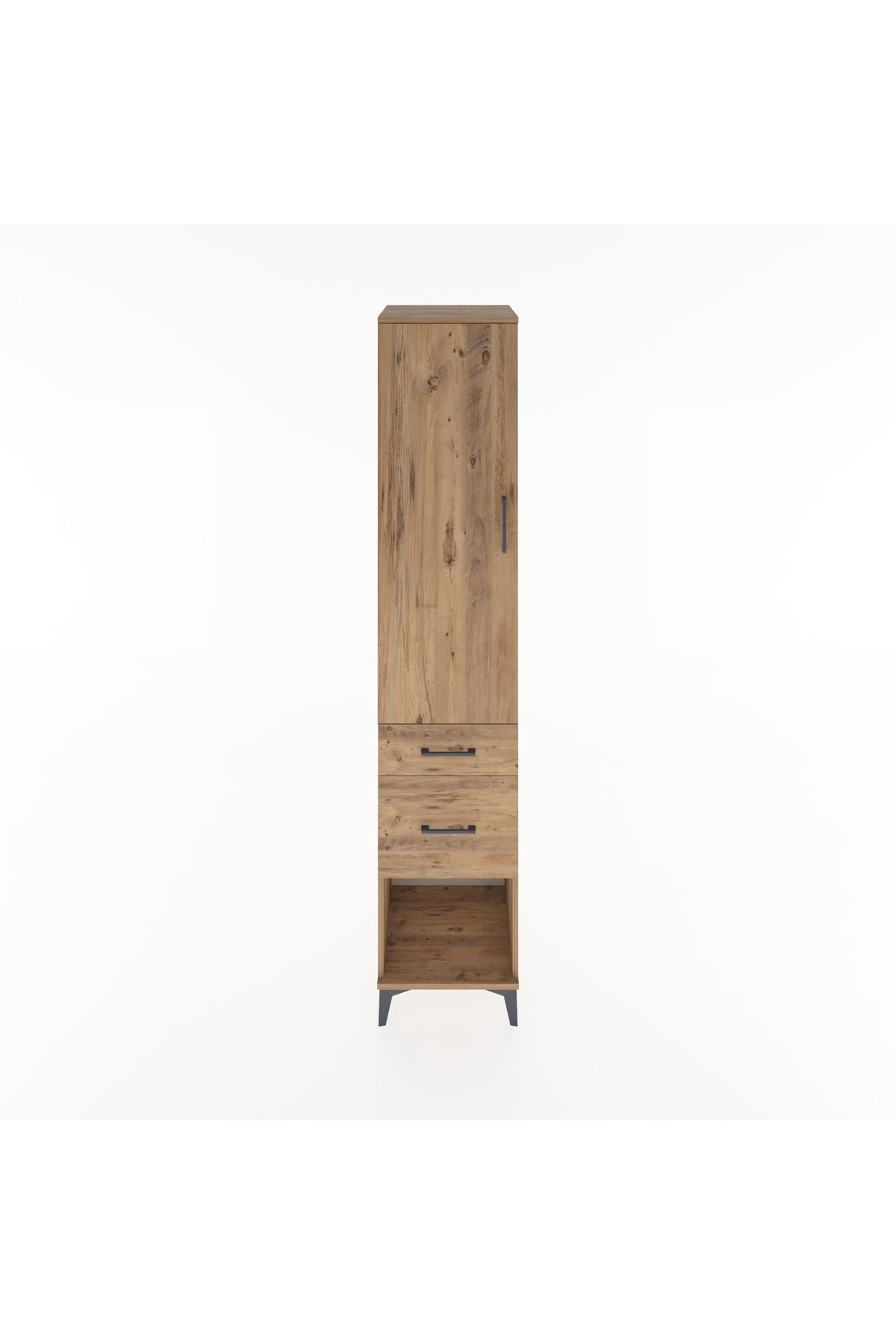 Hyperion Dolap 2 Raflı 2 Çekmeceli Tek Askılı 44x44x221 Çam-Çam