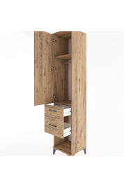 Hyperion Dolap 2 Raflı 2 Çekmeceli Tek Askılı 44x44x221 Çam-Çam