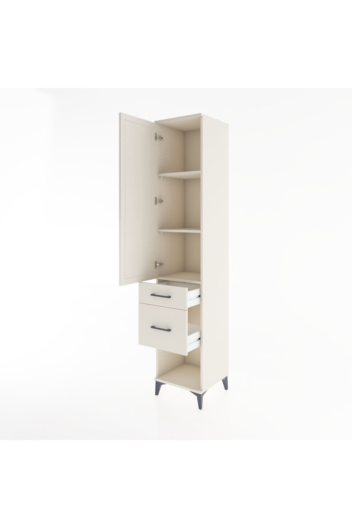 Hyperion Dolap 3 Raflı 2 Çekmeceli Tek Kapaklı 44x44x221 Aytaşı-Aytaşı