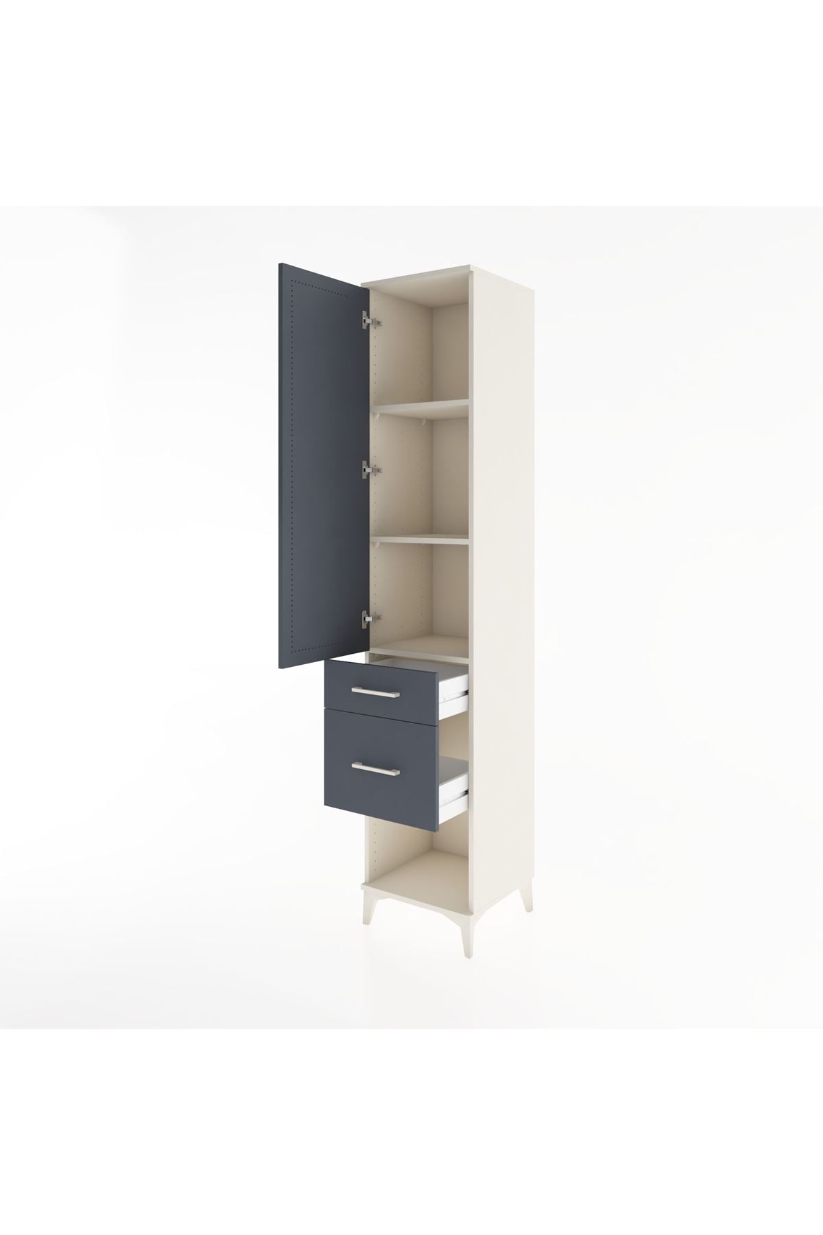 Hyperion Dolap 3 Raflı 2 Çekmeceli Tek Kapaklı 44x44x221 Aytaşı-Antrasit