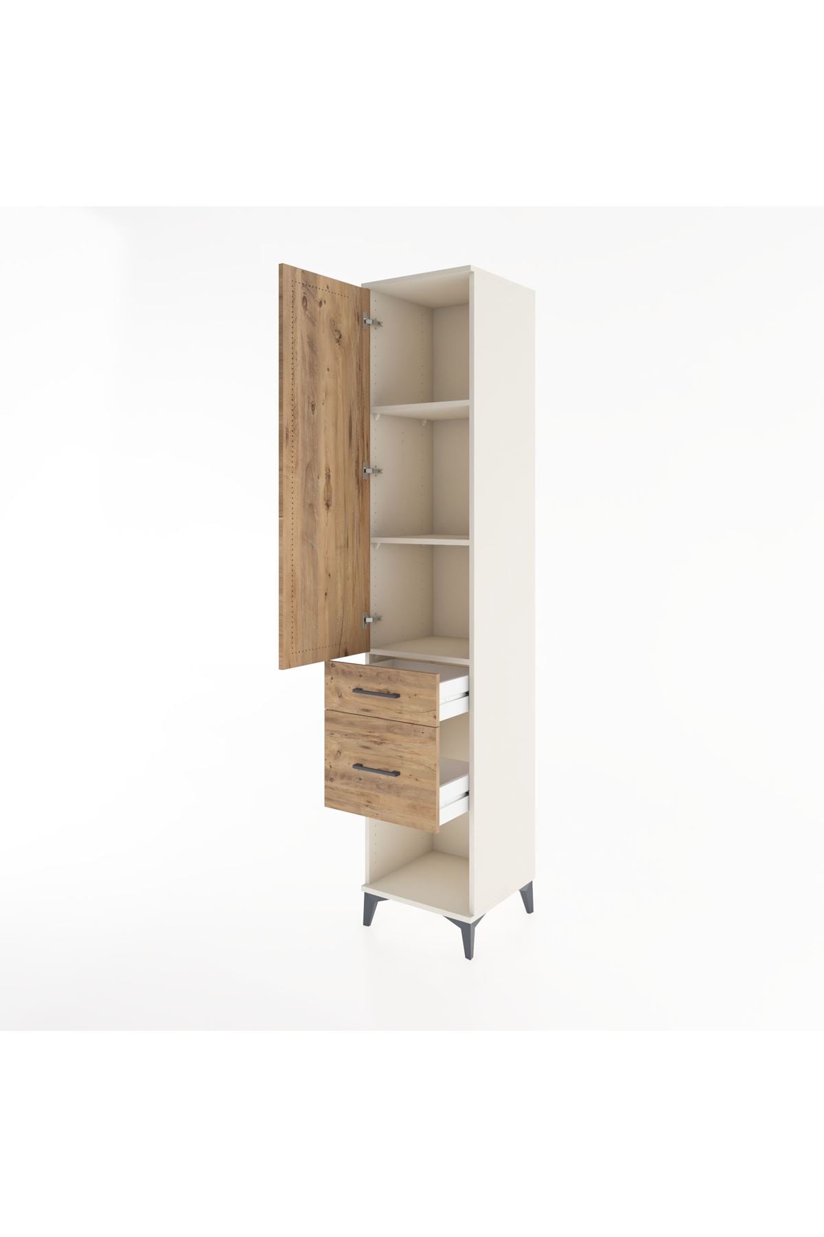 Hyperion Dolap 3 Raflı 2 Çekmeceli Tek Kapaklı 44x44x221 Aytaşı-Çam