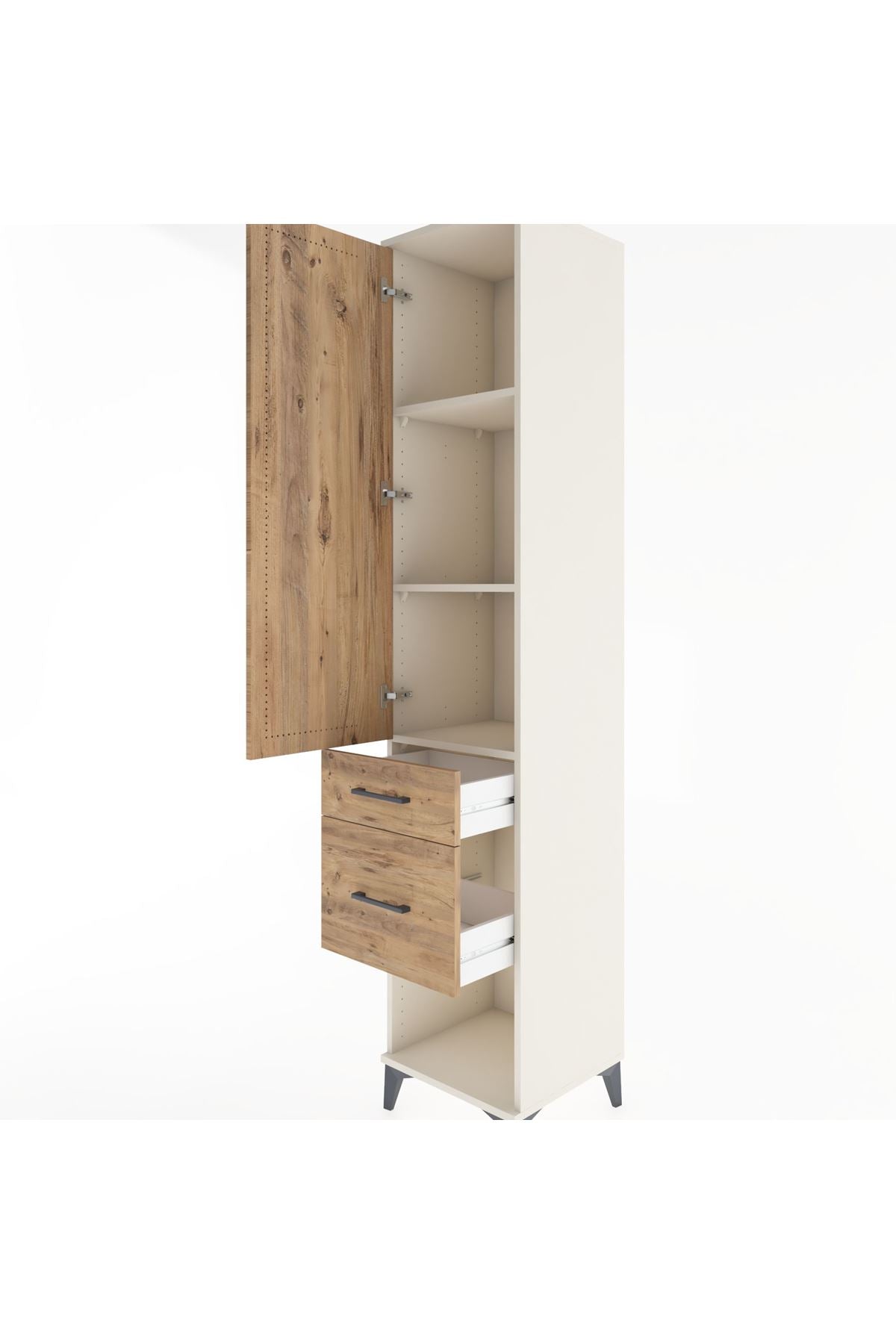 Hyperion Dolap 3 Raflı 2 Çekmeceli Tek Kapaklı 44x44x221 Aytaşı-Çam