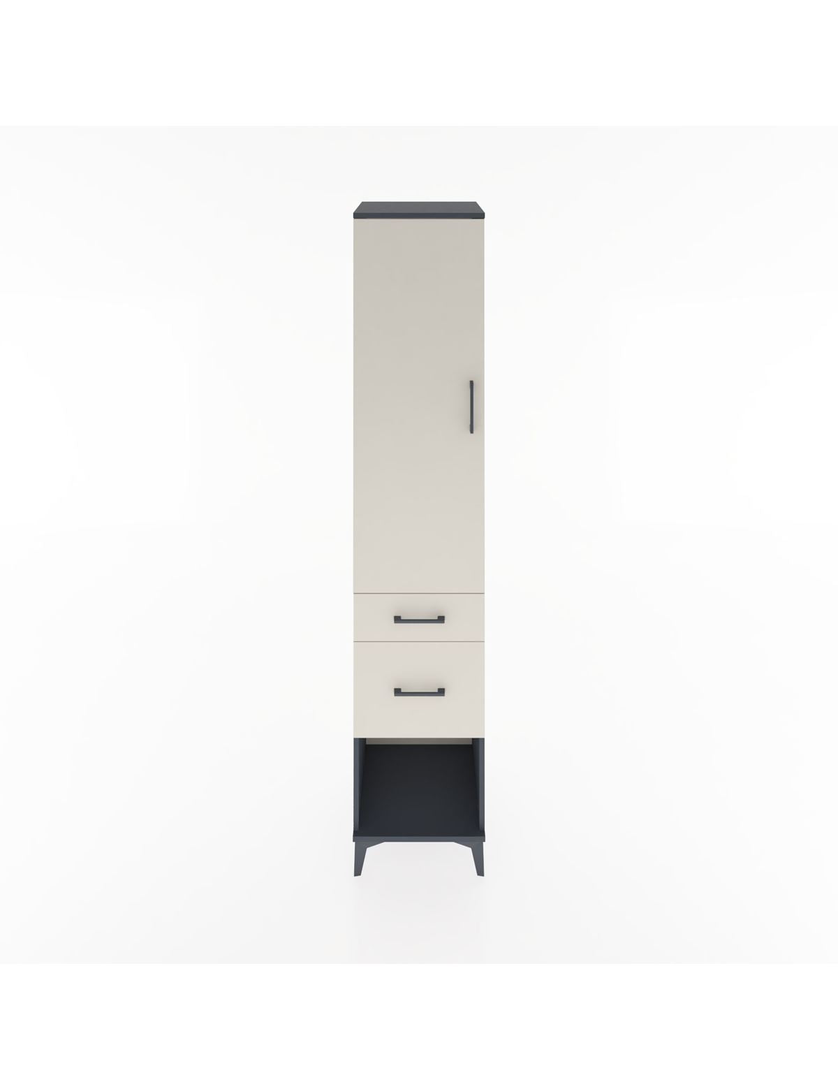 Hyperion Dolap 3 Raflı 2 Çekmeceli Tek Kapaklı 44x44x221 Antrasit-Aytaşı