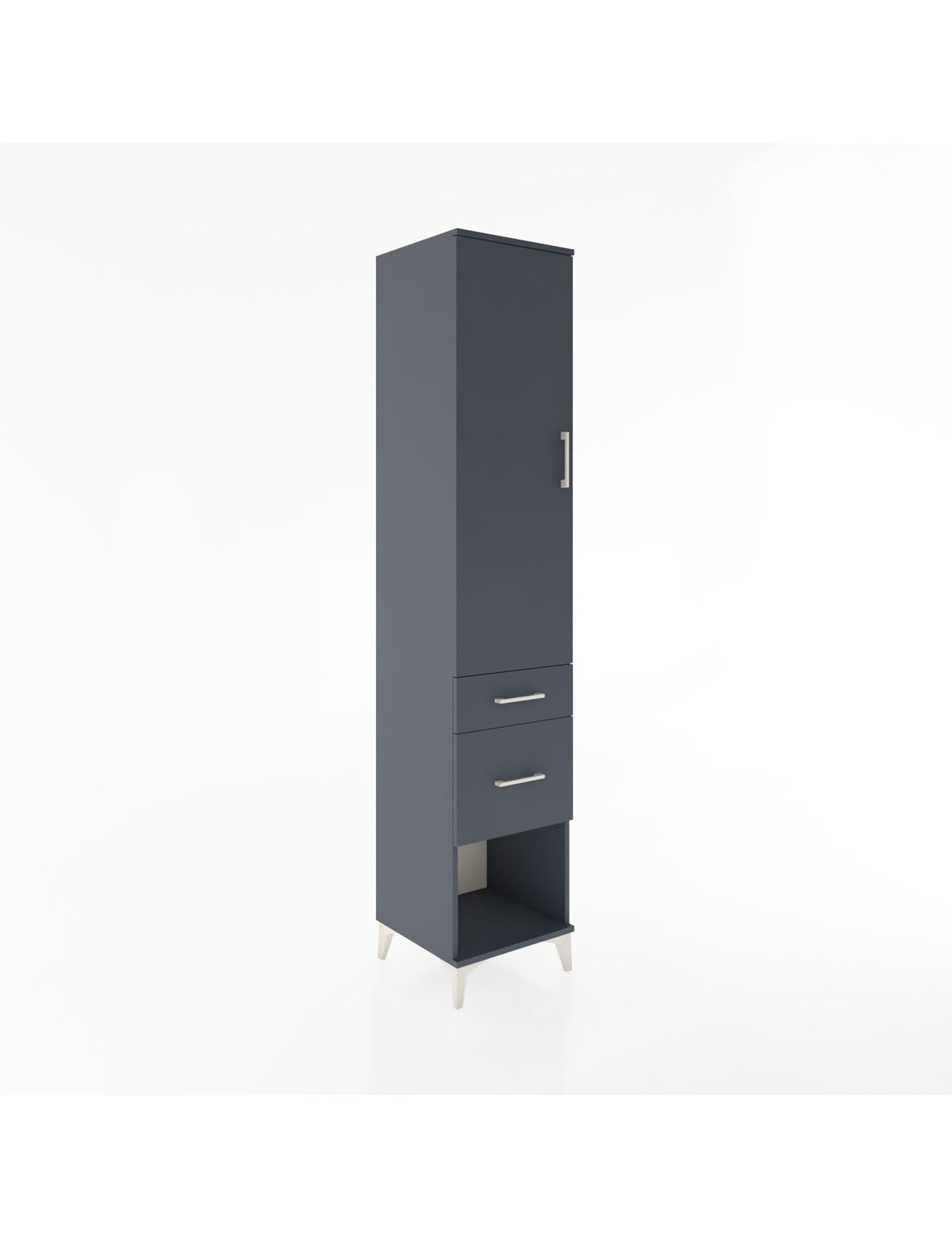 Hyperion Dolap 3 Raflı 2 Çekmeceli Tek Kapaklı 44x44x221 Antrasit-Antrasit