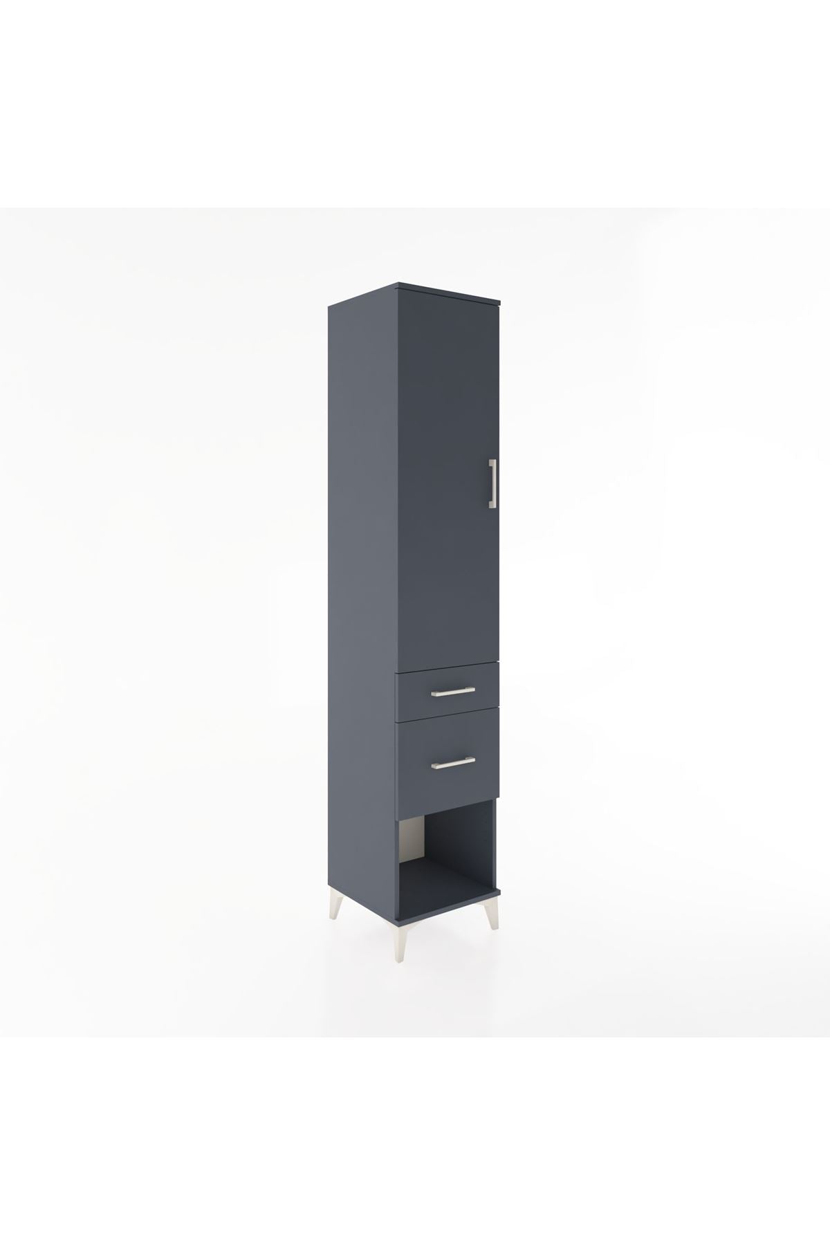Hyperion Dolap 3 Raflı 2 Çekmeceli Tek Kapaklı 44x44x221 Antrasit-Antrasit