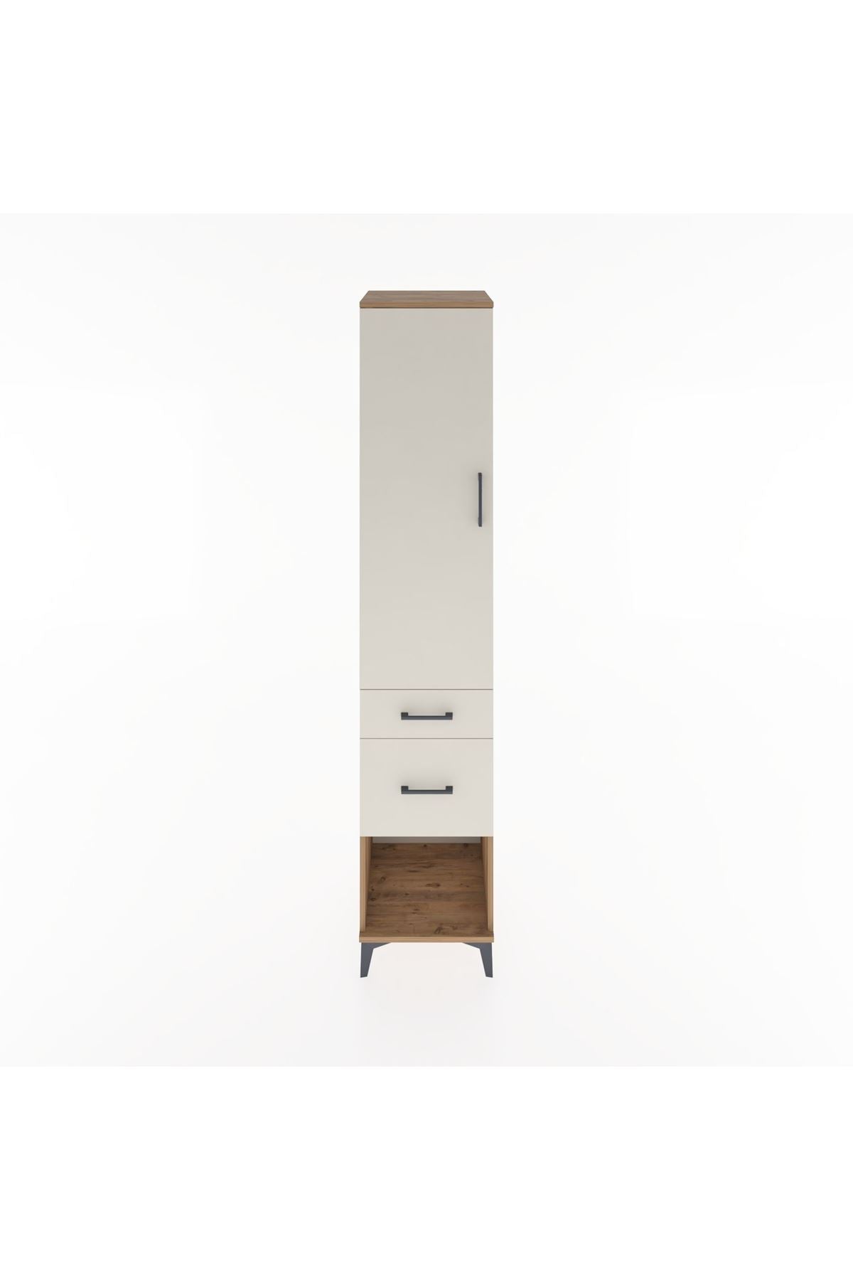 Hyperion Dolap 3 Raflı 2 Çekmeceli Tek Kapaklı 44x44x221 Çam-Aytaşı