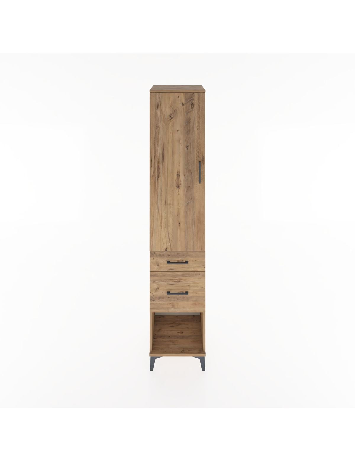 Hyperion Dolap 3 Raflı 2 Çekmeceli Tek Kapaklı 44x44x221 Çam-Çam