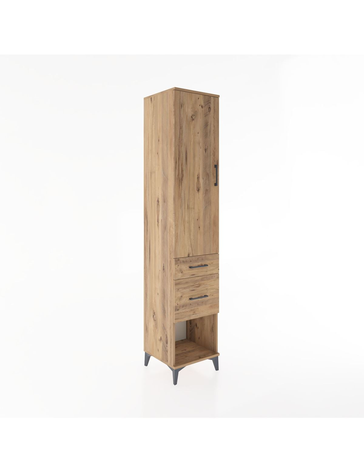 Hyperion Dolap 3 Raflı 2 Çekmeceli Tek Kapaklı 44x44x221 Çam-Çam