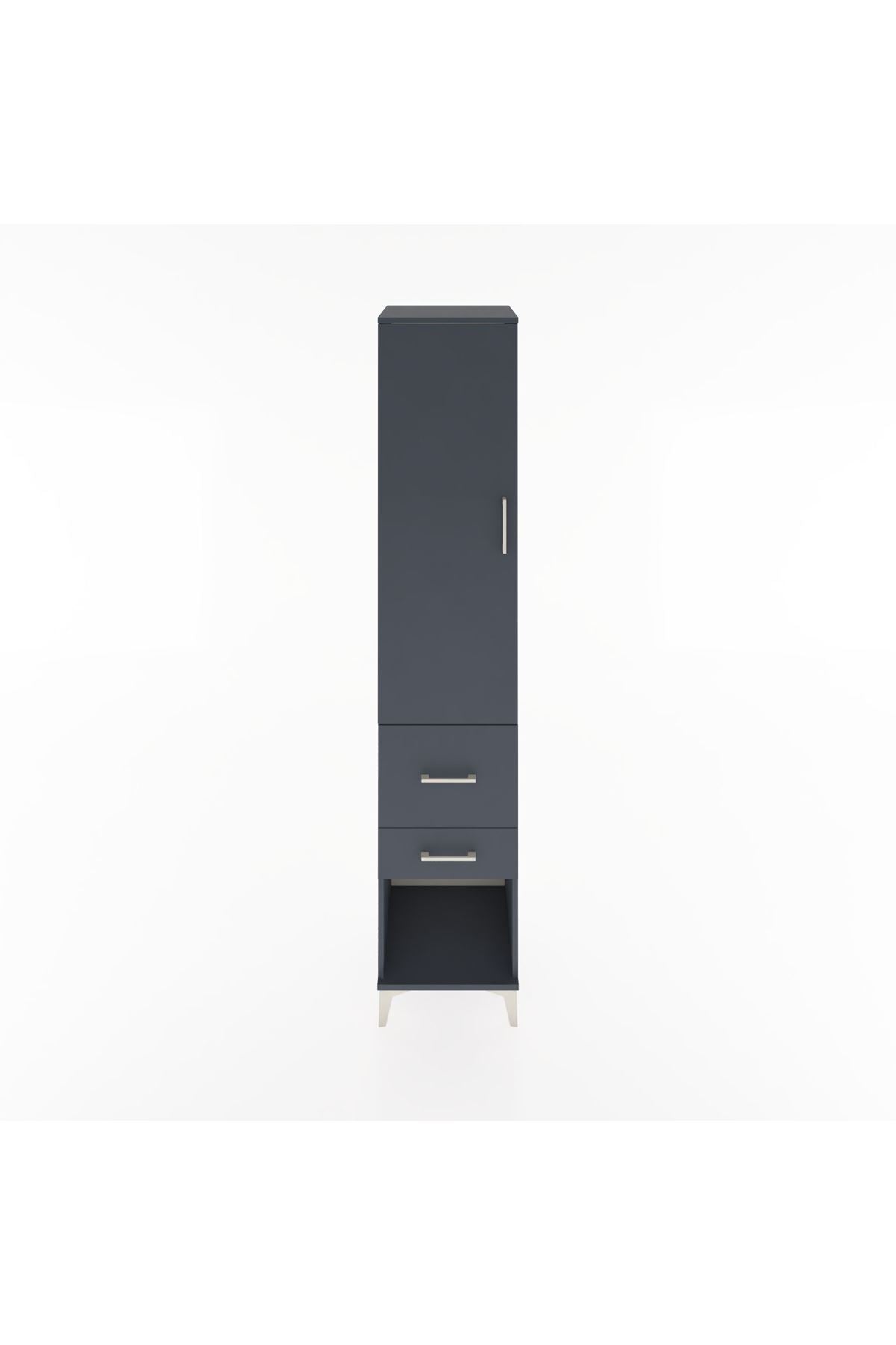 Hyperion Dolap 2 Raflı 2 Çekmeceli Tek Askılı 44x44x221 Antrasit-Antrasit