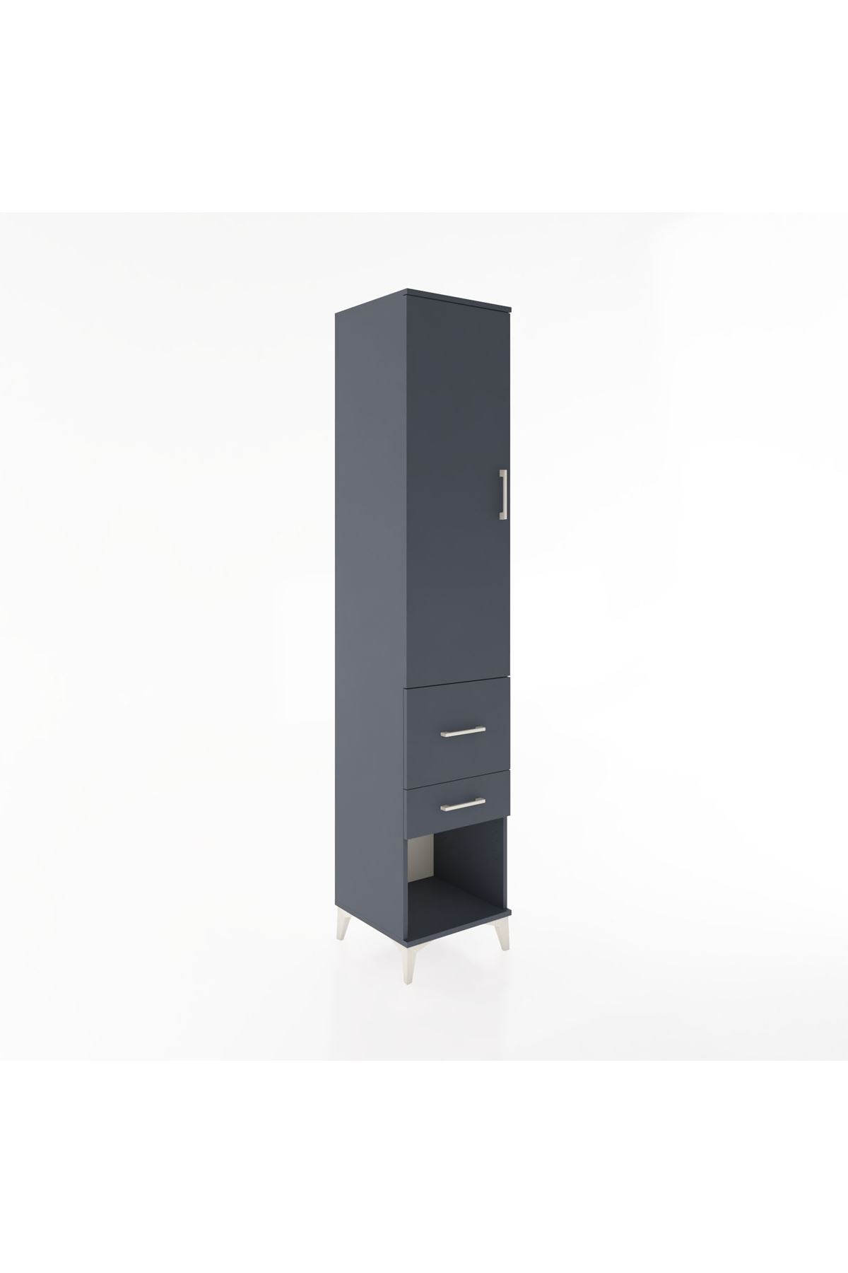 Hyperion Dolap 2 Raflı 2 Çekmeceli Tek Askılı 44x44x221 Antrasit-Antrasit