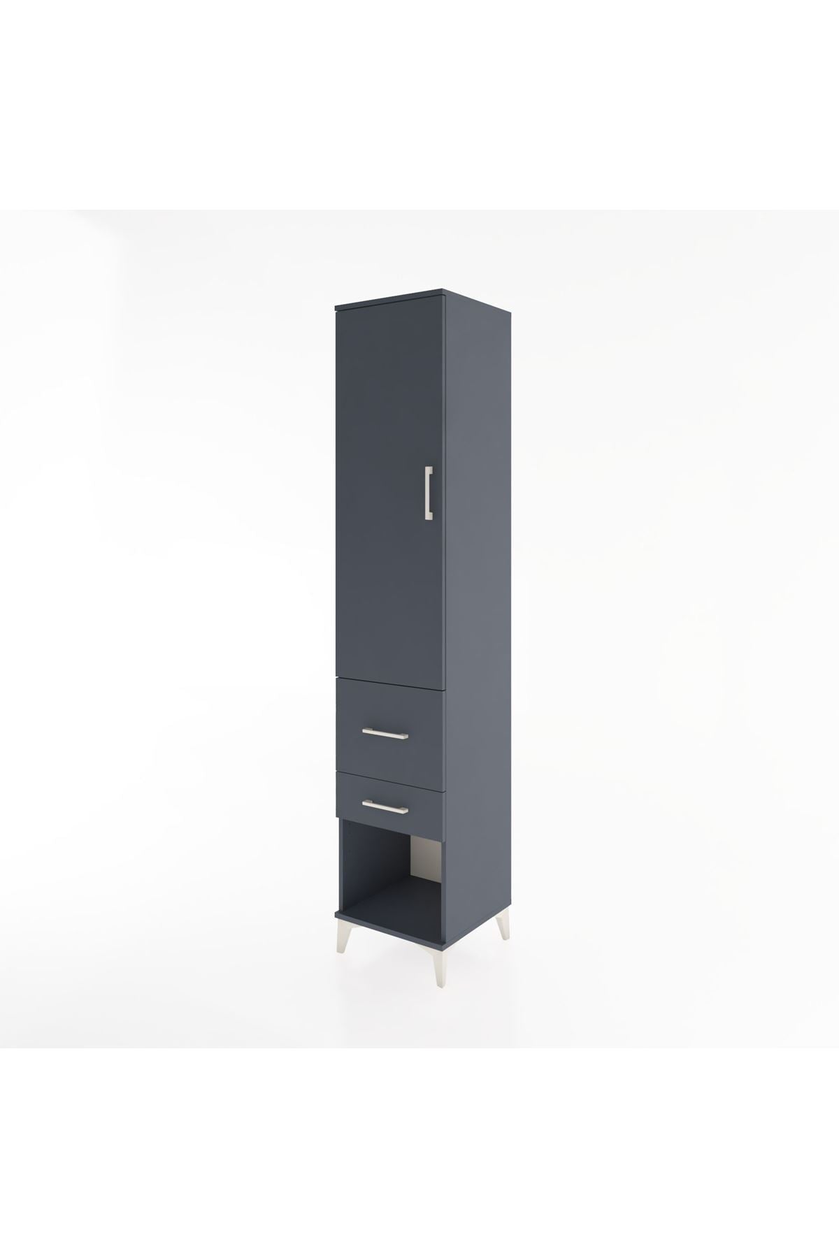 Hyperion Dolap 2 Raflı 2 Çekmeceli Tek Askılı 44x44x221 Antrasit-Antrasit