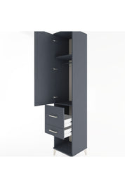 Hyperion Dolap 2 Raflı 2 Çekmeceli Tek Askılı 44x44x221 Antrasit-Antrasit