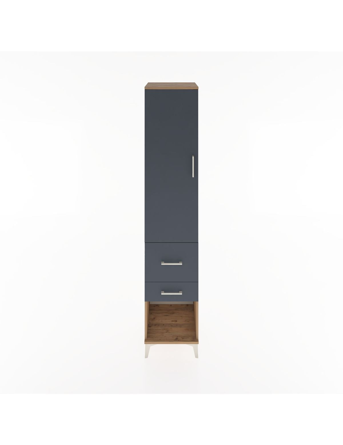 Hyperion Dolap 2 Raflı 2 Çekmeceli Tek Askılı 44x44x221 Çam-Antrasit