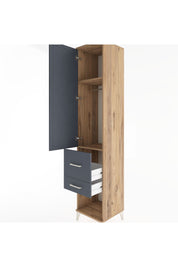 Hyperion Dolap 2 Raflı 2 Çekmeceli Tek Askılı 44x44x221 Çam-Antrasit