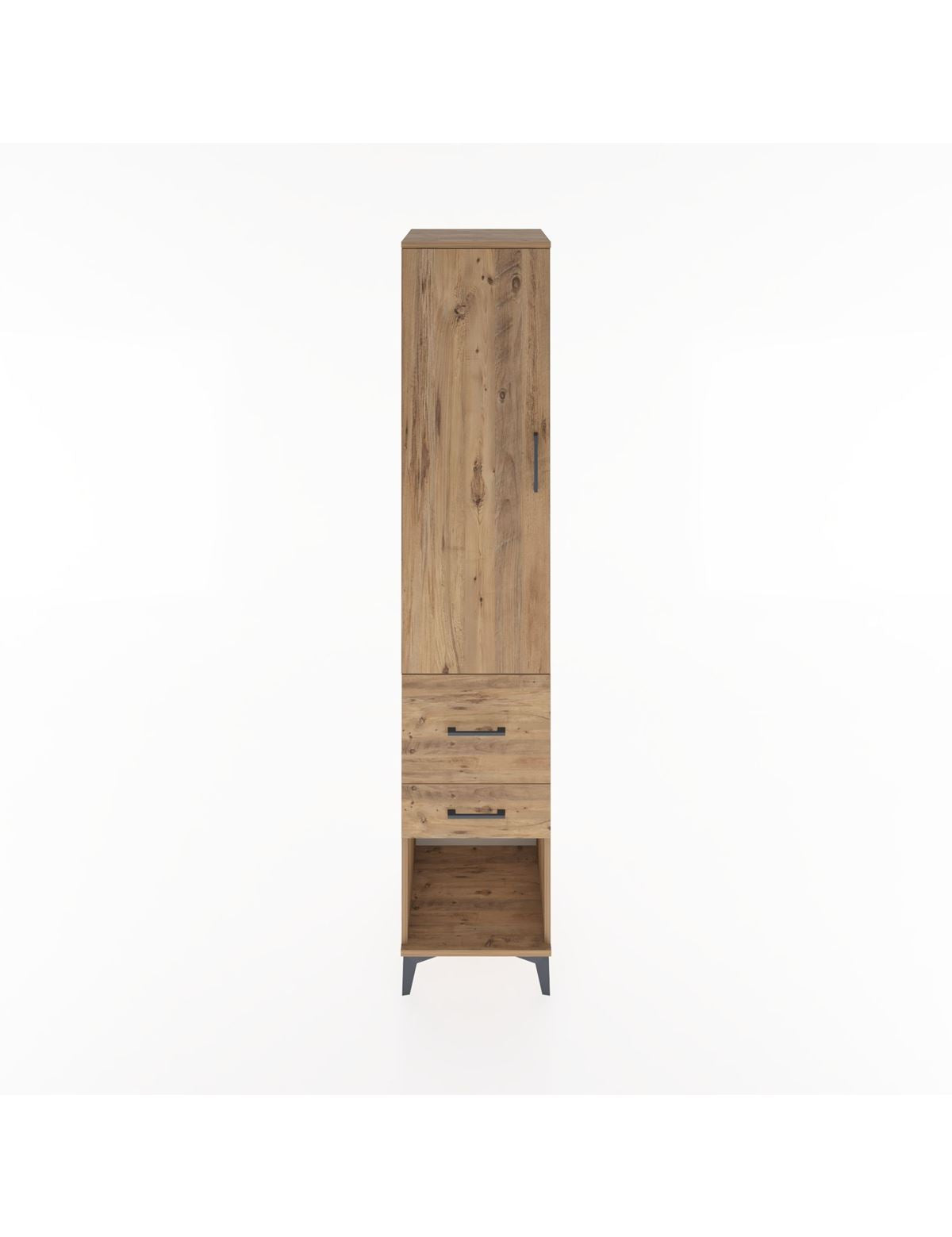 Hyperion Dolap 2 Raflı 2 Çekmeceli Tek Askılı 44x44x221 Çam-Çam