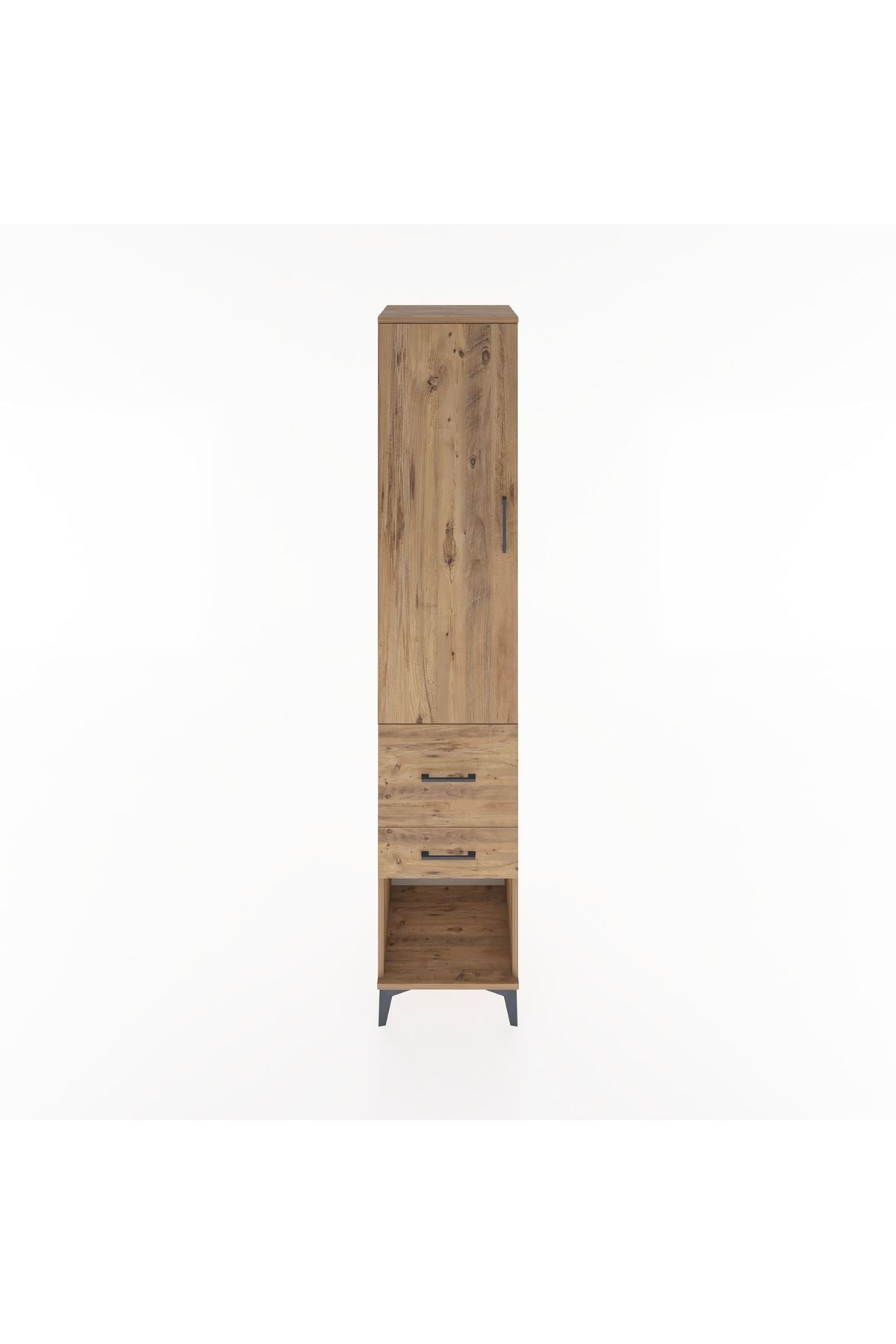 Hyperion Dolap 2 Raflı 2 Çekmeceli Tek Askılı 44x44x221 Çam-Çam