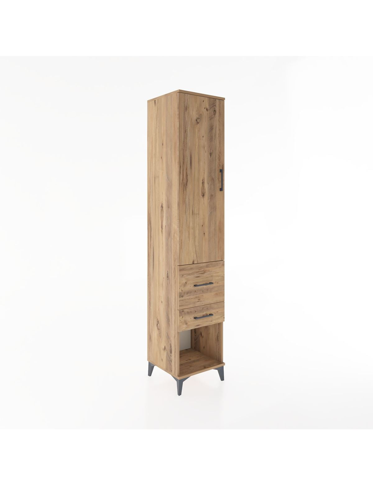 Hyperion Dolap 2 Raflı 2 Çekmeceli Tek Askılı 44x44x221 Çam-Çam