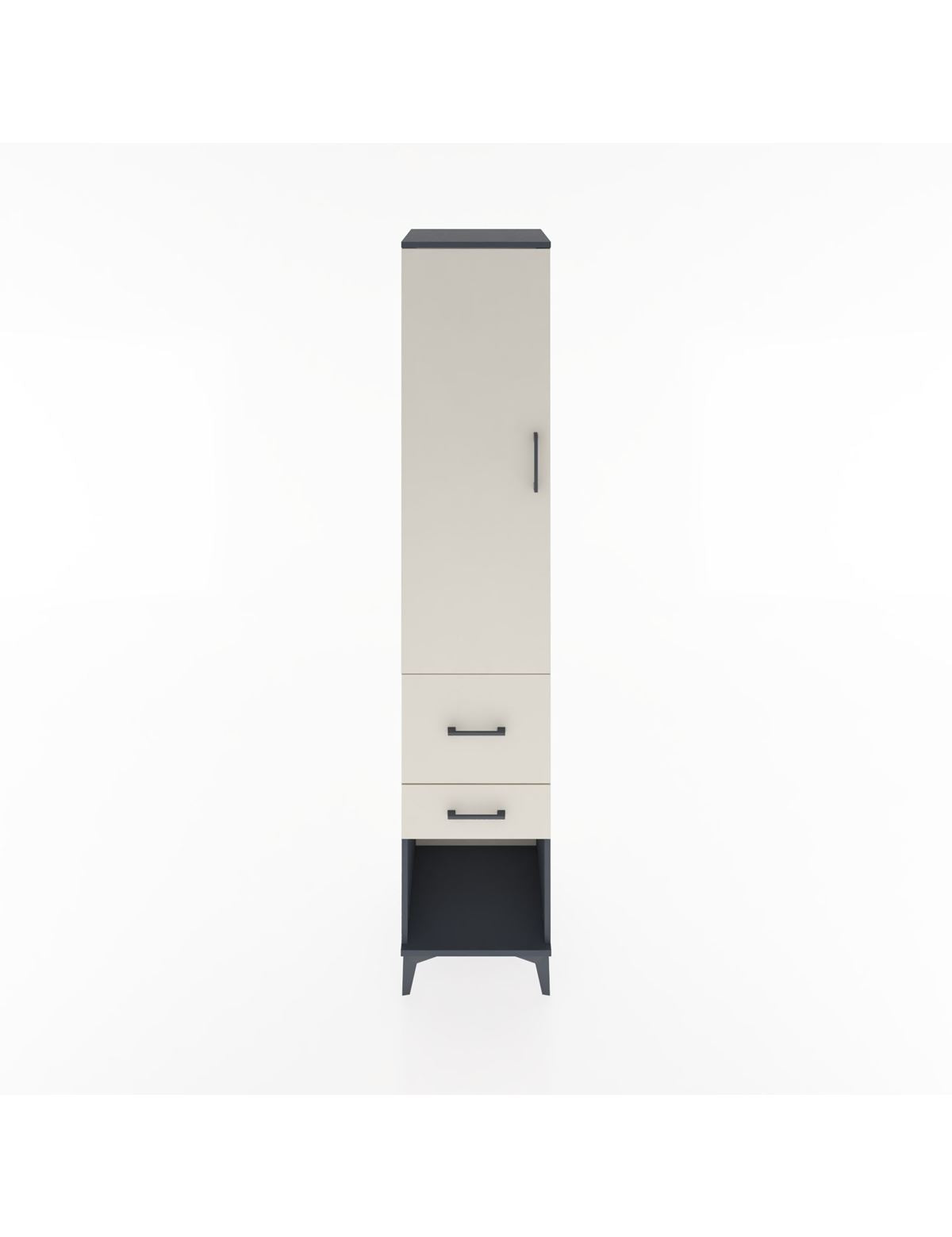 Hyperion Dolap 3 Raflı 2 Çekmeceli Tek Kapaklı 44x44x221 Antrasit-Aytaşı