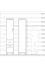 Hyperion Dolap 3 Raflı 2 Çekmeceli Tek Kapaklı 44x44x221 Antrasit-Aytaşı