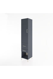 Hyperion Dolap 3 Raflı 2 Çekmeceli Tek Kapaklı 44x44x221 Antrasit-Antrasit