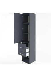 Hyperion Dolap 3 Raflı 2 Çekmeceli Tek Kapaklı 44x44x221 Antrasit-Antrasit