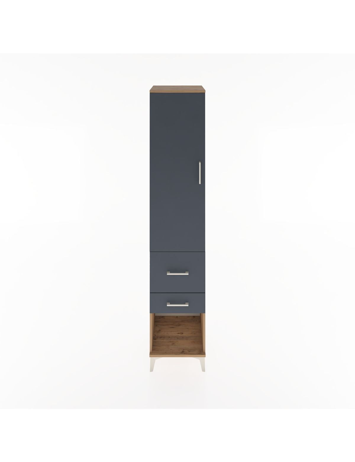 Hyperion Dolap 3 Raflı 2 Çekmeceli Tek Kapaklı 44x44x221 Çam-Antrasit