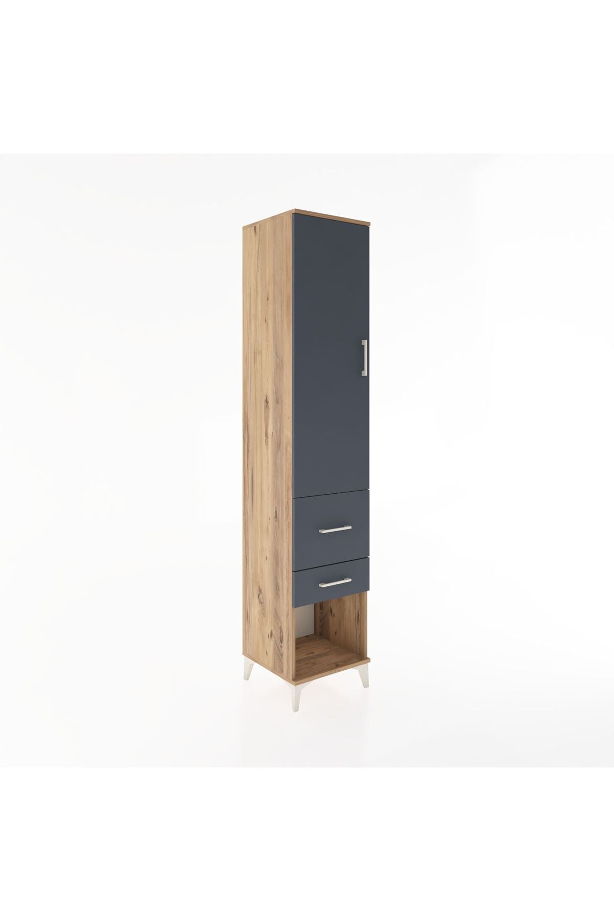 Hyperion Dolap 3 Raflı 2 Çekmeceli Tek Kapaklı 44x44x221 Çam-Antrasit