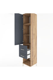 Hyperion Dolap 3 Raflı 2 Çekmeceli Tek Kapaklı 44x44x221 Çam-Antrasit