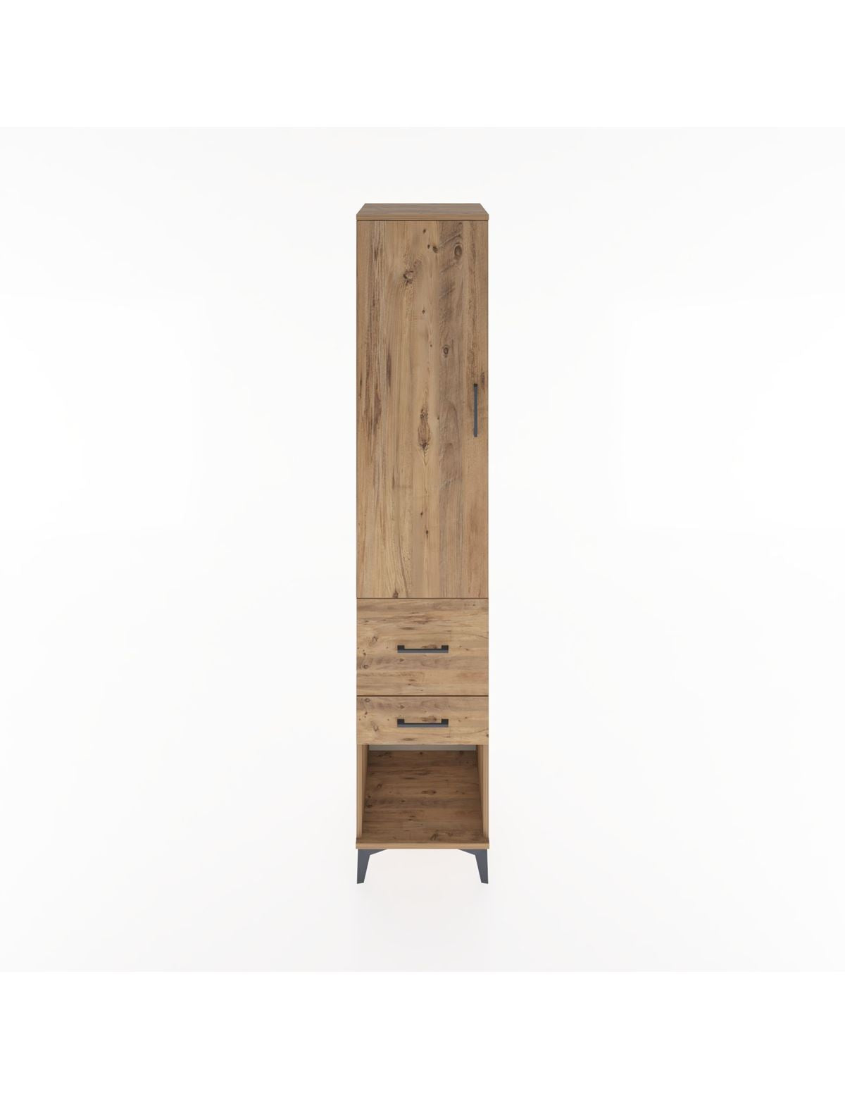 Hyperion Dolap 3 Raflı 2 Çekmeceli Tek Kapaklı 44x44x221 Çam-Çam