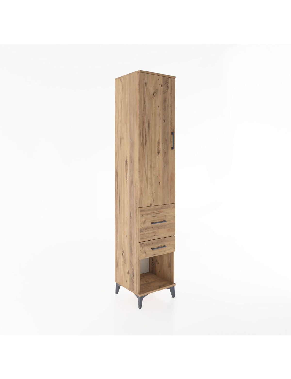 Hyperion Dolap 3 Raflı 2 Çekmeceli Tek Kapaklı 44x44x221 Çam-Çam