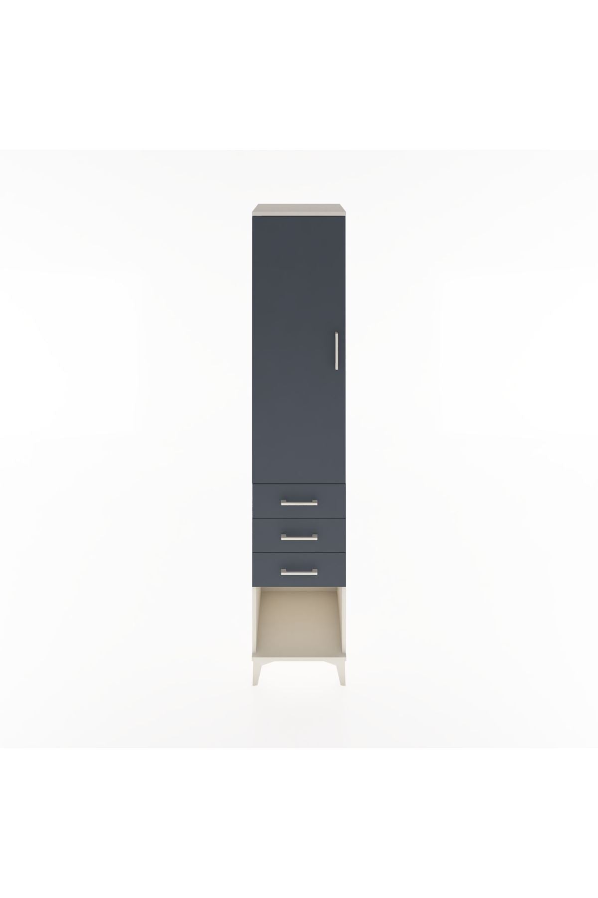 Hyperion Dolap 2 Raflı 3 Çekmeceli Tek Kapaklı 44x44x221 Aytaşı-Antrasit