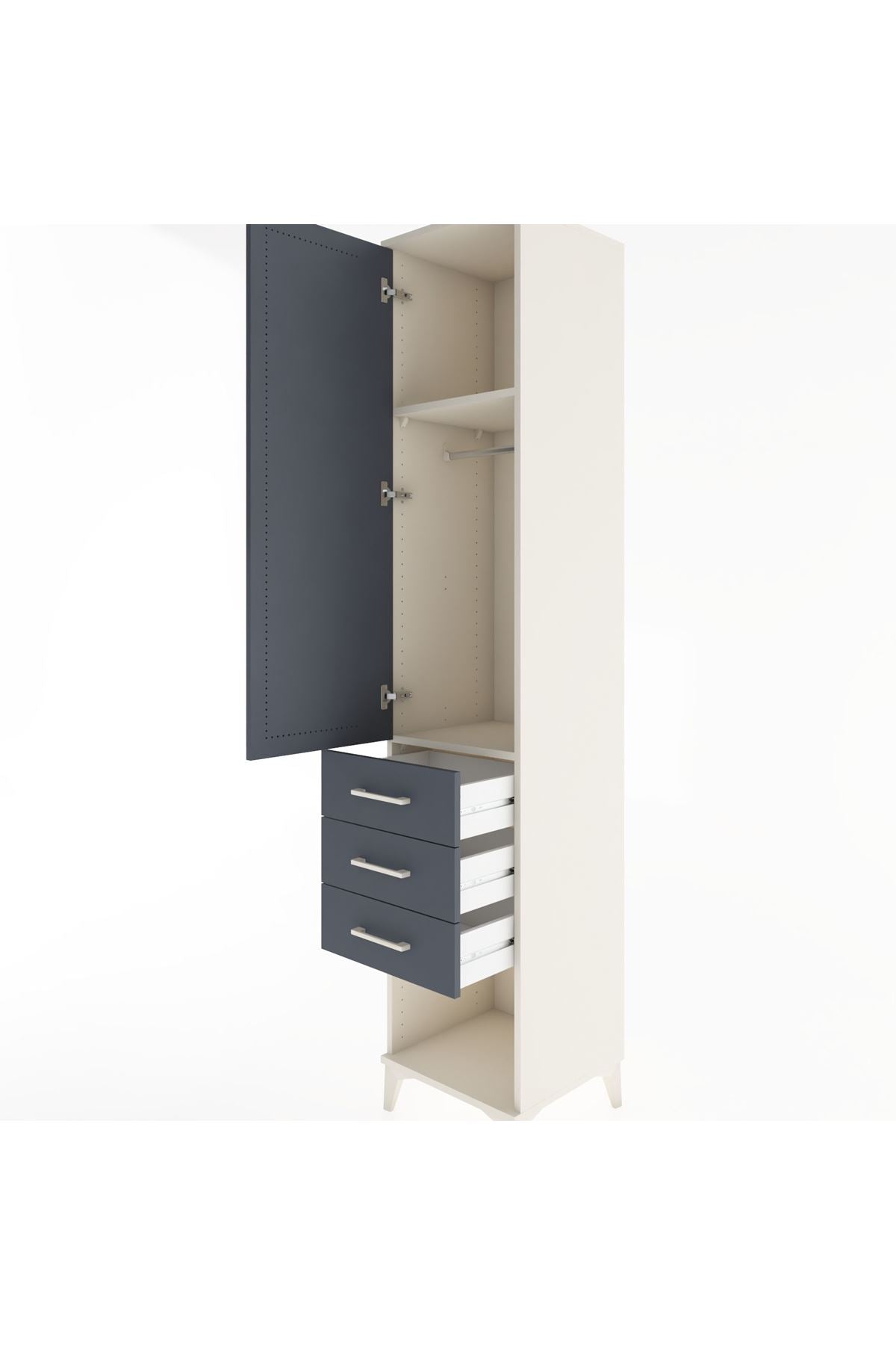 Hyperion Dolap 2 Raflı 3 Çekmeceli Tek Kapaklı 44x44x221 Aytaşı-Antrasit